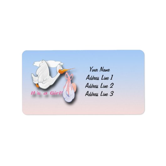C'est une fille Baby shower Étiquettes de adresse (Devant)