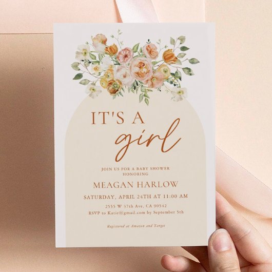 C'est une fille Baby shower Floral Invitation