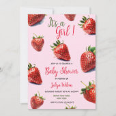 C'est une fille baby shower fraise Invitation (Devant)