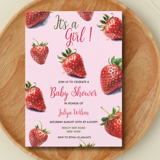 C'est une fille baby shower fraise Invitation