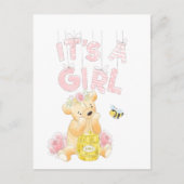 C'est une fille Baby shower Teddy Bear carte posta (Devant)