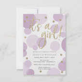 C'est une fille Baby shower violet Invitations Pol (Devant)