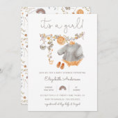 C'est une fille Bébé Vêtements Douche Invitation (Devant / Derrière)