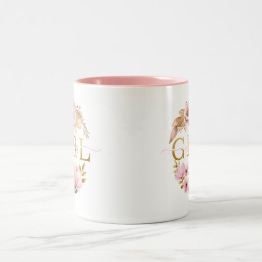 C'est une fille Blush rose floral Mug (Centre)