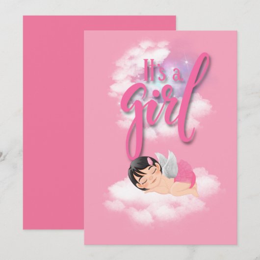 C'est une fille Carte d'annonce de naissance (Devant / Derrière)