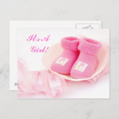 C'est une fille ! Carte faire-part (Devant / Derrière)