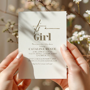 C'est une fille Chic Gold Invitation Minimaliste p
