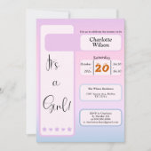 C'est une fille ! Dégradé violet Invitation de bab (Devant)