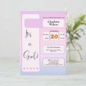 C'est une fille ! Dégradé violet Invitation de bab (Debout devant)