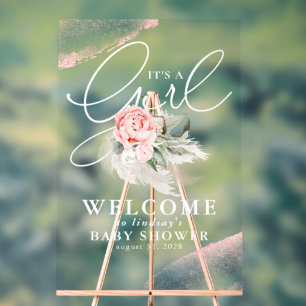 C'est une fille Elegant Baby shower Floral Bienven
