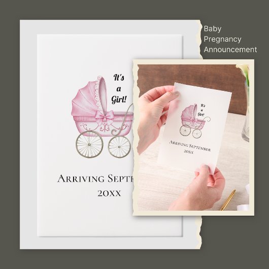 C'est une fille ! Faire-part de grossesse pour béb