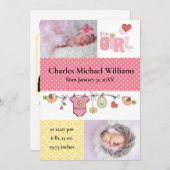 C'est une fille - Faire-part de naissance (Devant / Derrière)