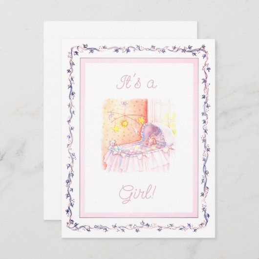 C'est une fille Faire-part de naissance (Devant / Derrière)