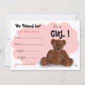 C'est une fille Faire-part de naissance (Devant)