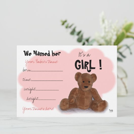 C'est une fille Faire-part de naissance (Debout devant)