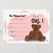 C'est une fille Faire-part de naissance (Devant / Derrière)