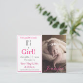 C'est une fille ! Faire-part de naissance bébé ros (Debout devant)