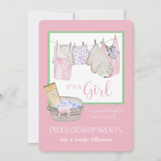 C'est une fille - Fier grand-parents Faire-part (Devant)