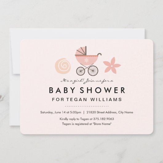 C'est une fille | Invitation à une baby shower (Devant)