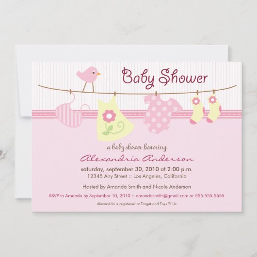 C'est une fille ! Invitation Baby shower de la lig (Devant)