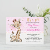 C'est une fille ! Invitation Baby shower Giraffe (Debout devant)