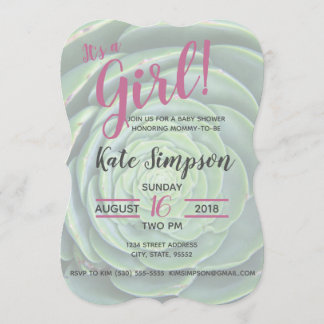 C'est une fille ! Invitation baby shower Succulent