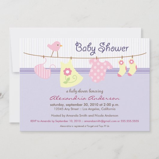 C'est une fille ! Invitation de baby shower de (Devant)