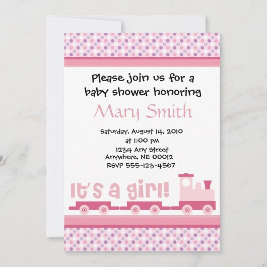 "C'est une fille !" Invitation de baby shower de (Devant)