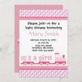 "C'est une fille !" Invitation de baby shower de (Devant / Derrière)