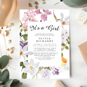 C'est une fille Invitation Fleurie pour Baby Showe