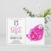 C'est une fille ! Invitation photo Pink Baby Sprin (Debout devant)