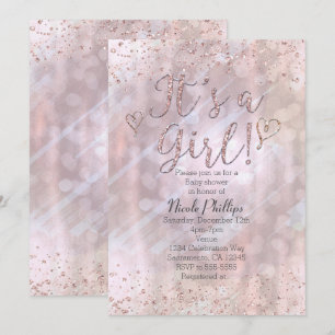C'est une fille Invitations scintillantes perle po