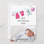 C'est une fille ! Nouveau bébé - Carte photo perso (Dos)