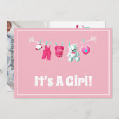 C'est une fille ! Nouveau bébé - Carte photo perso (Devant / Derrière)