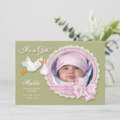 C'est une fille ! Nouveau Faire-part bébé personna (Debout devant)