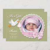 C'est une fille ! Nouveau Faire-part bébé personna (Devant / Derrière)