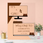 C'est une fille ! Ours mignon sur écran d'ordinate (Mariage)