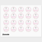 C'est une fille ! Sticker rond classique (Feuille)