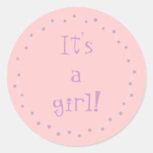C'est une fille ! stickers cercle pois rose