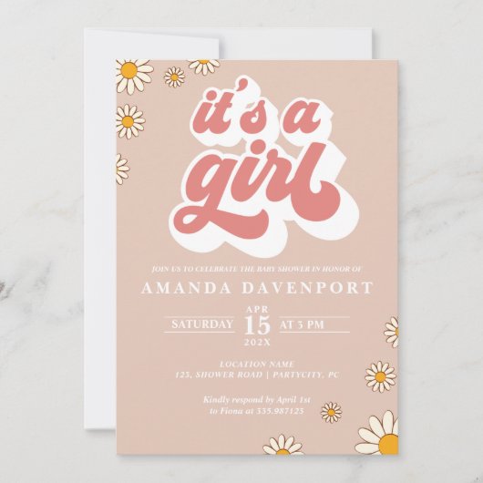 C'est une fille Super Baby shower Invitation (Devant)
