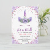 C'est une fille Unicorne Invitation Baby shower Fl (Debout devant)