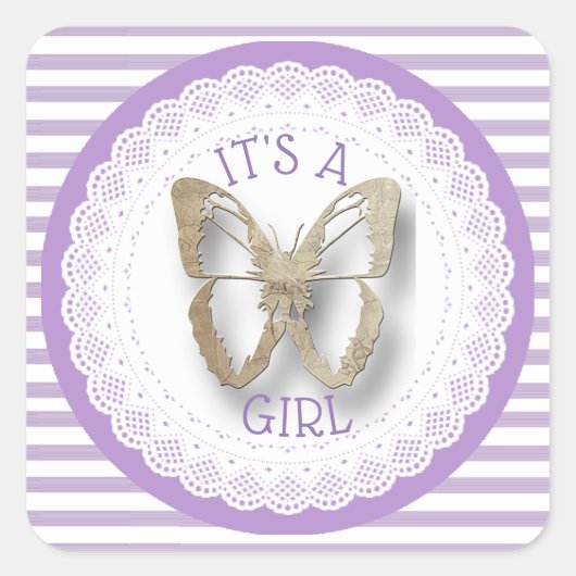 C'est une Girl Purple Gold Stickers papillon rayé (Devant)