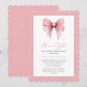 C'est une invitation à Baby shower de la poule ros (Devant / Derrière)