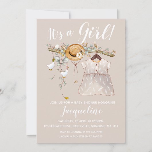 C'est une invitation à Baby shower floral (Devant)