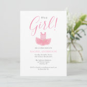 C'est une invitation à Baby shower rose Ballerina (Debout devant)