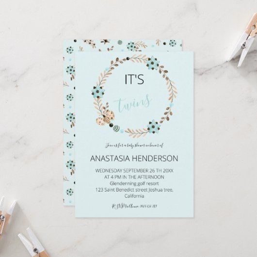 C'est une invitation à deux Baby showers. (Devant/Arrière en situation)