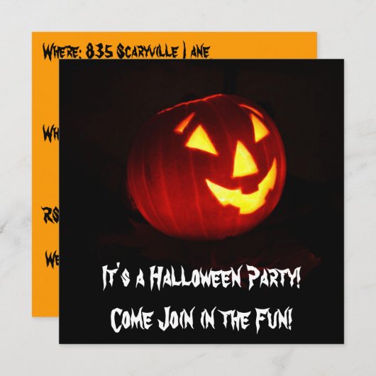 C'est une invitation à la fête d'Halloween (Devant / Derrière)