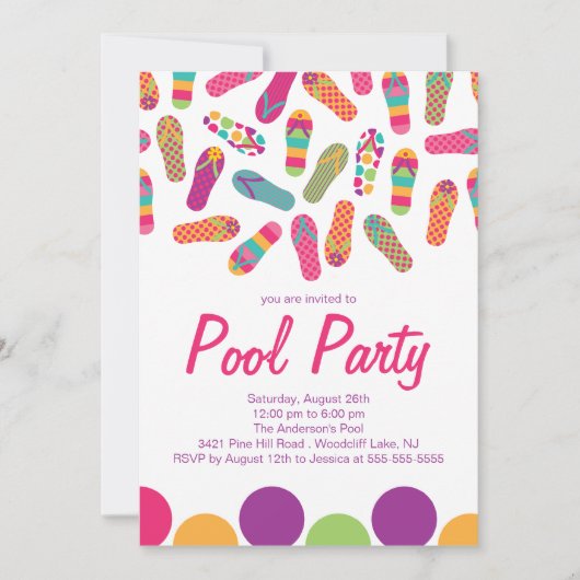 C'est une invitation à la Flip Flop Pool d'été (Devant)