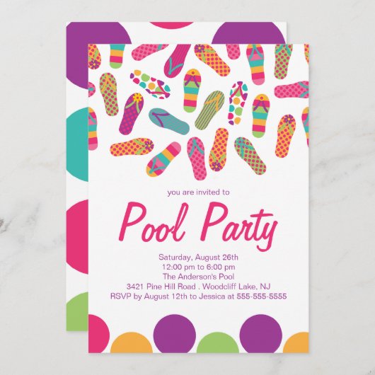 C'est une invitation à la Flip Flop Pool d'été (Devant / Derrière)