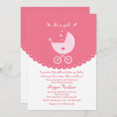 C'est une invitation à un Baby shower de fille (Devant / Derrière)